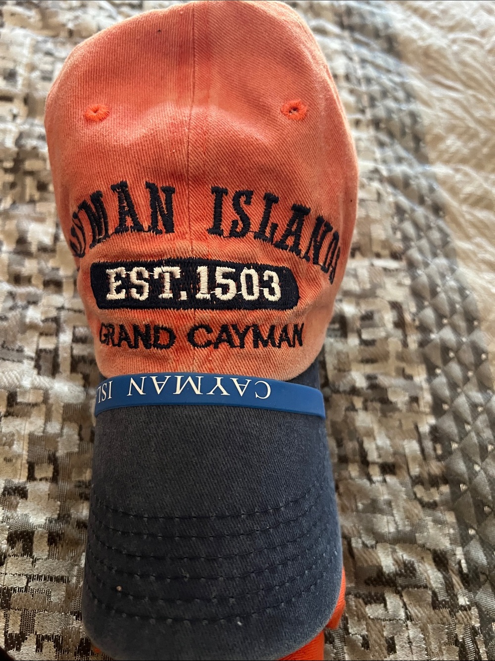 Cayman Islands Grand Cayman Two-Tone Baseball Cap - Orange & Navy